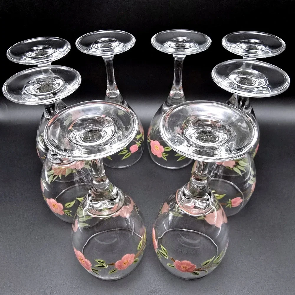 Franciscan Desert Rose Wine Goblets Set of 8 Pink Floral Stemmed Water Glasses